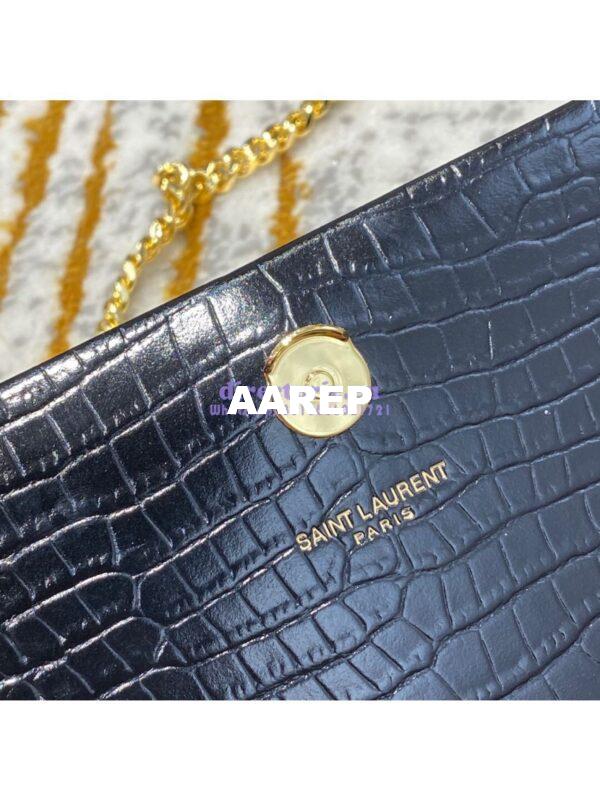 Replica YSL Classic Medium Kate Monogram Saint Laurent Tassel Satchel In Black Crocodile Embossed Shiny Leather 354119 11
