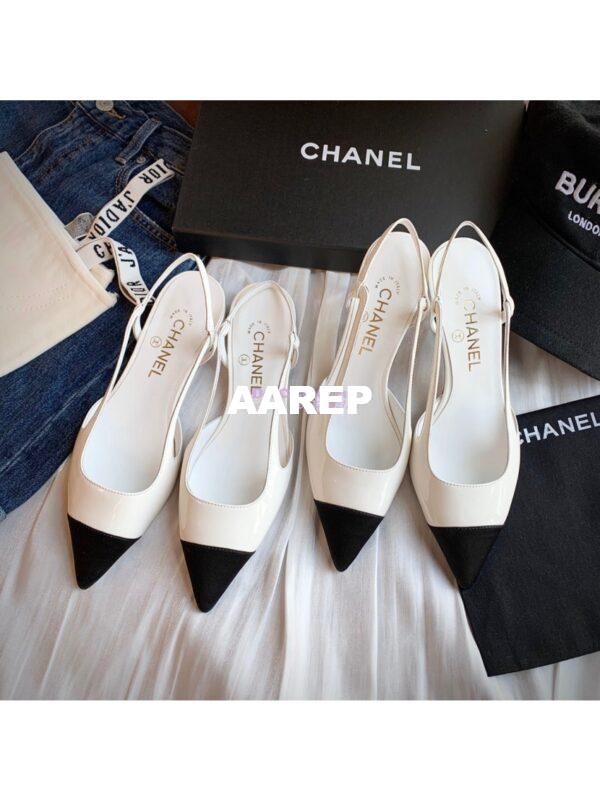Replica Chanel Slingbacks Heel G35259 Patent White 3