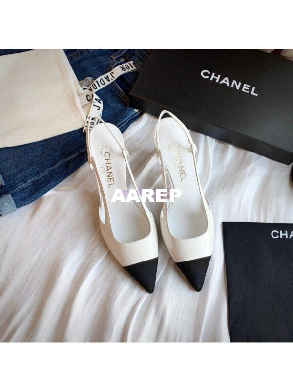 Replica Chanel Slingbacks Heel G35259 Patent White 4