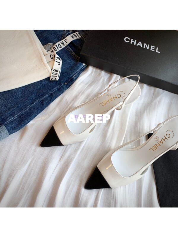 Replica Chanel Slingbacks Heel G35259 Patent White 5