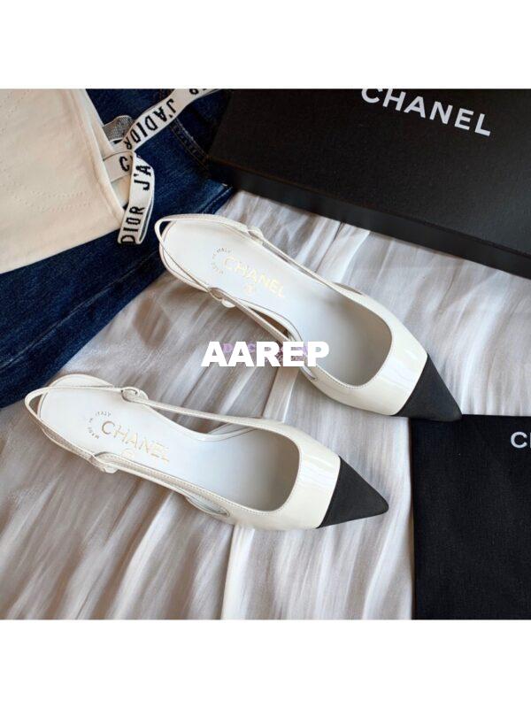 Replica Chanel Slingbacks Heel G35259 Patent White 6