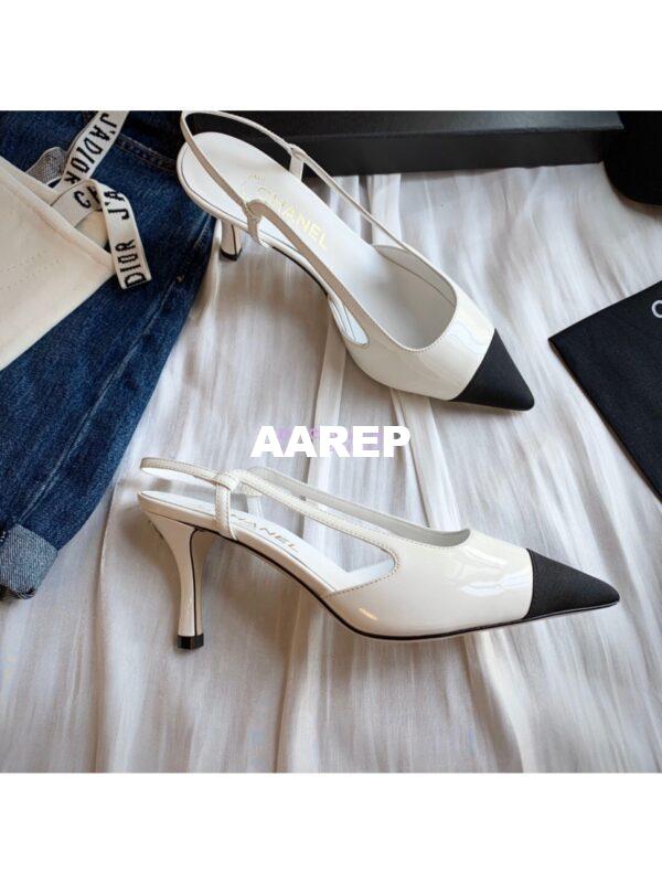 Replica Chanel Slingbacks Heel G35259 Patent White 7