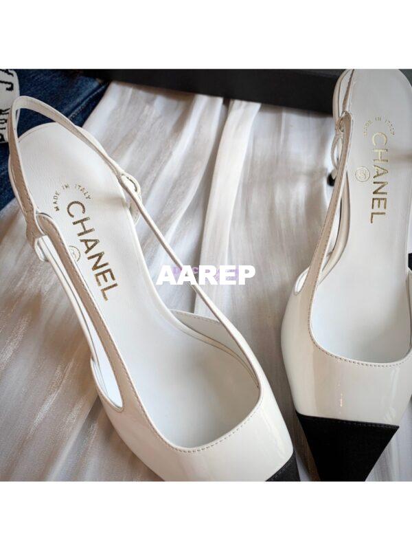 Replica Chanel Slingbacks Heel G35259 Patent White 8