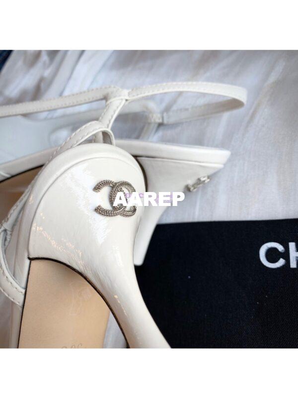 Replica Chanel Slingbacks Heel G35259 Patent White 10
