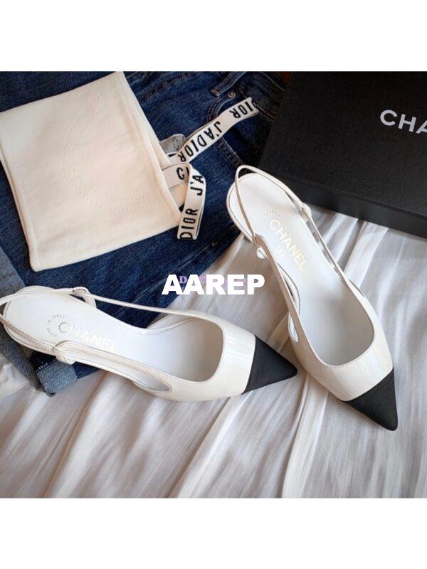 Replica Chanel Slingbacks Heel G35259 Patent White 12