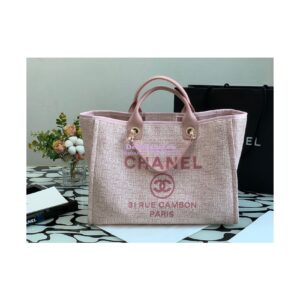 Replica Chanel Deauville Mixed Fibers Calfskin Shopping Bag A66941 Pink Jacquard