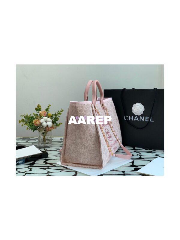 Replica Chanel Deauville Mixed Fibers Calfskin Shopping Bag A66941 Pink Jacquard 5