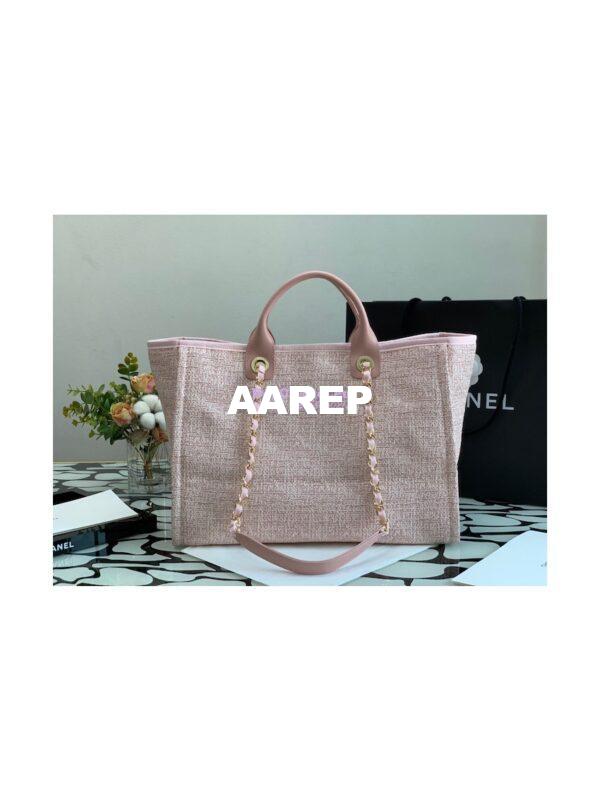 Replica Chanel Deauville Mixed Fibers Calfskin Shopping Bag A66941 Pink Jacquard 7