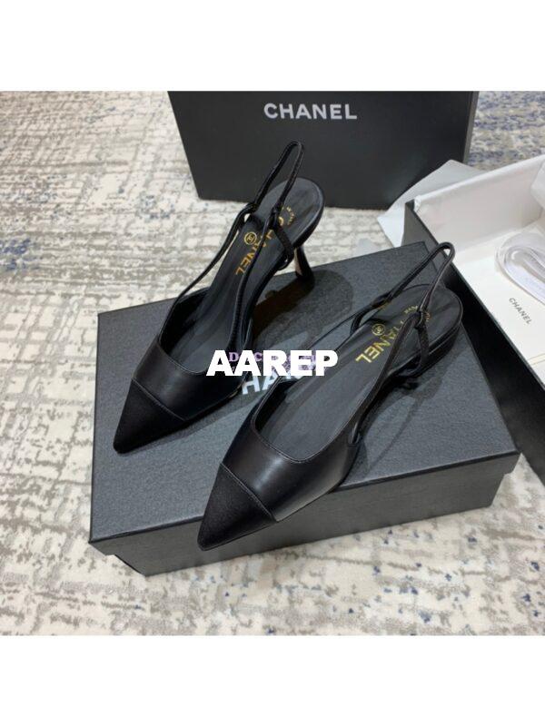 Replica Chanel Slingbacks Heel G35259 Lambskin Black 3