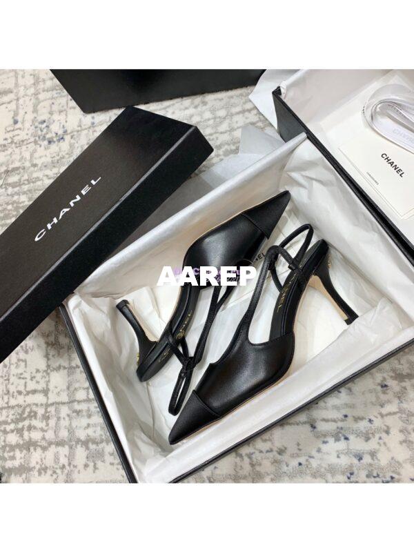 Replica Chanel Slingbacks Heel G35259 Lambskin Black 5