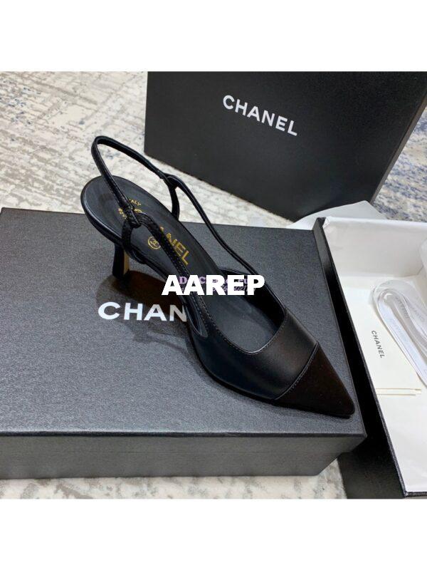 Replica Chanel Slingbacks Heel G35259 Lambskin Black 7