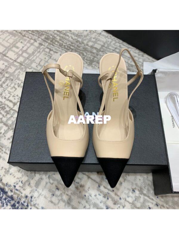 Replica Chanel Slingbacks Heel G35259 Lambskin Beige 3