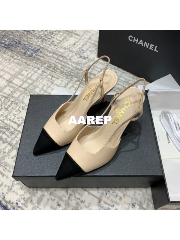Replica Chanel Slingbacks Heel G35259 Lambskin Beige 4