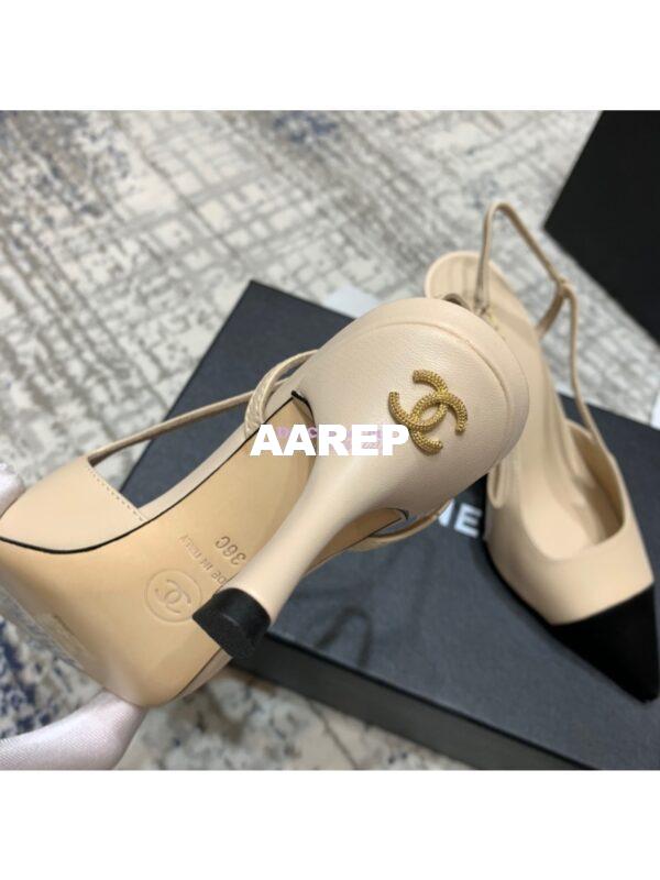 Replica Chanel Slingbacks Heel G35259 Lambskin Beige 5
