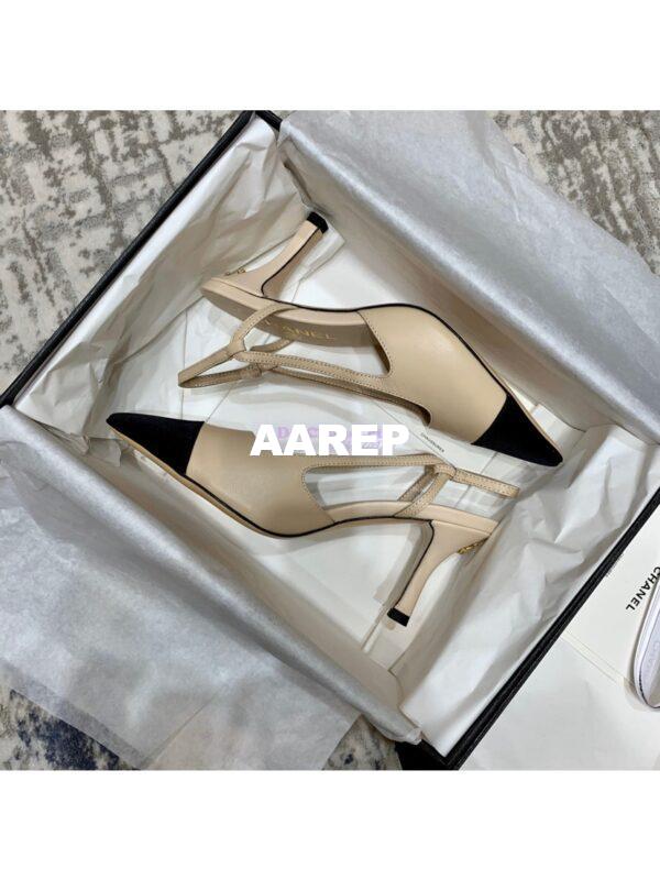 Replica Chanel Slingbacks Heel G35259 Lambskin Beige 6
