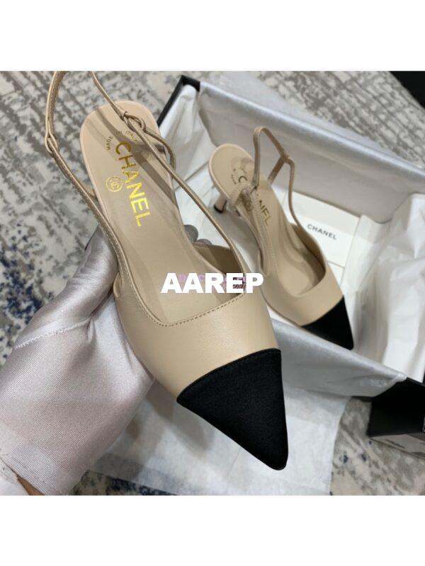 Replica Chanel Slingbacks Heel G35259 Lambskin Beige 7