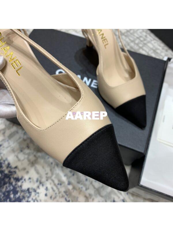 Replica Chanel Slingbacks Heel G35259 Lambskin Beige 8