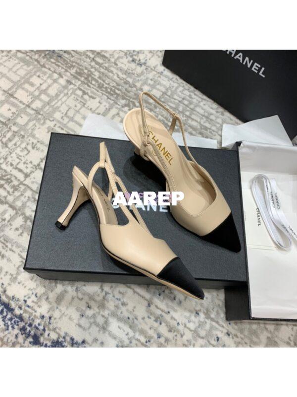 Replica Chanel Slingbacks Heel G35259 Lambskin Beige 9
