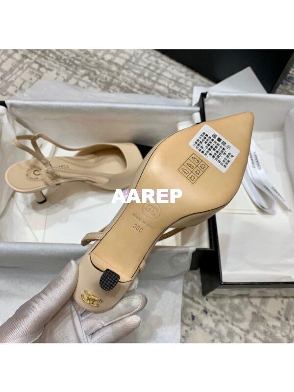 Replica Chanel Slingbacks Heel G35259 Lambskin Beige 11