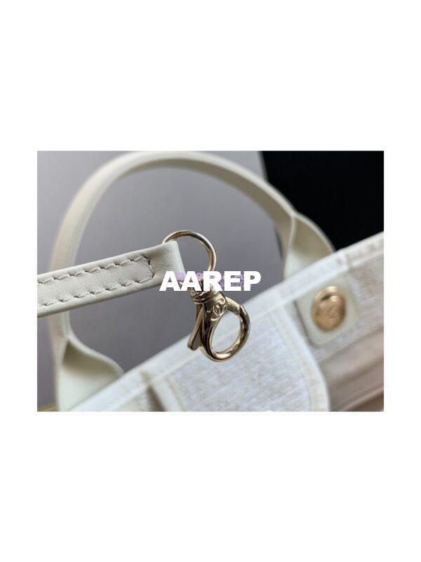 Replica Chanel Deauville Mixed Fibers Calfskin Shopping Bag A66941 White Gold 7