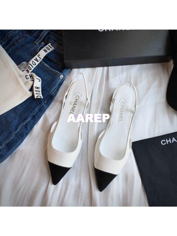 Replica Chanel Slingbacks Flat G35261 Patent White 4