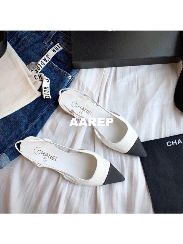 Replica Chanel Slingbacks Flat G35261 Patent White 5