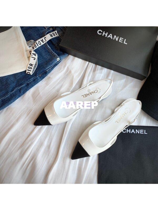 Replica Chanel Slingbacks Flat G35261 Patent White 8
