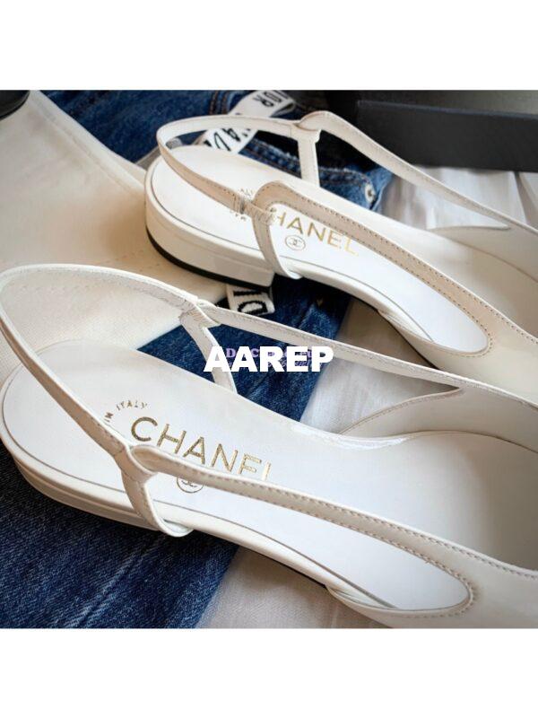 Replica Chanel Slingbacks Flat G35261 Patent White 9