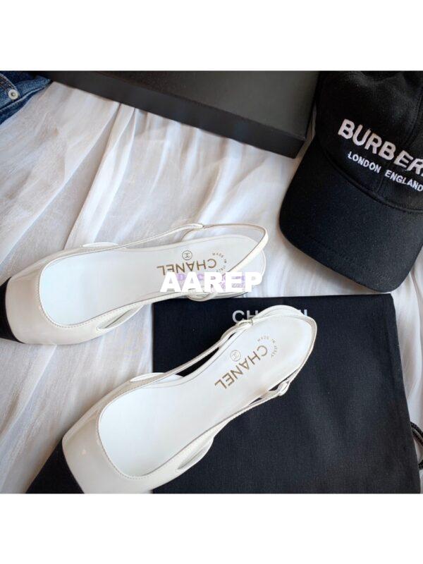 Replica Chanel Slingbacks Flat G35261 Patent White 10
