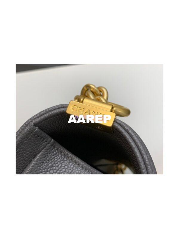 Replica Chanel Small Boy Messenger Bag in Grained Calfskin AS3350 Grey 5