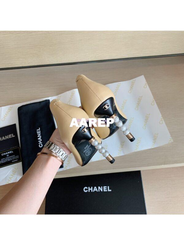 Replica Chanel Lambskin & Grossgrain G35535 Beige Black 8