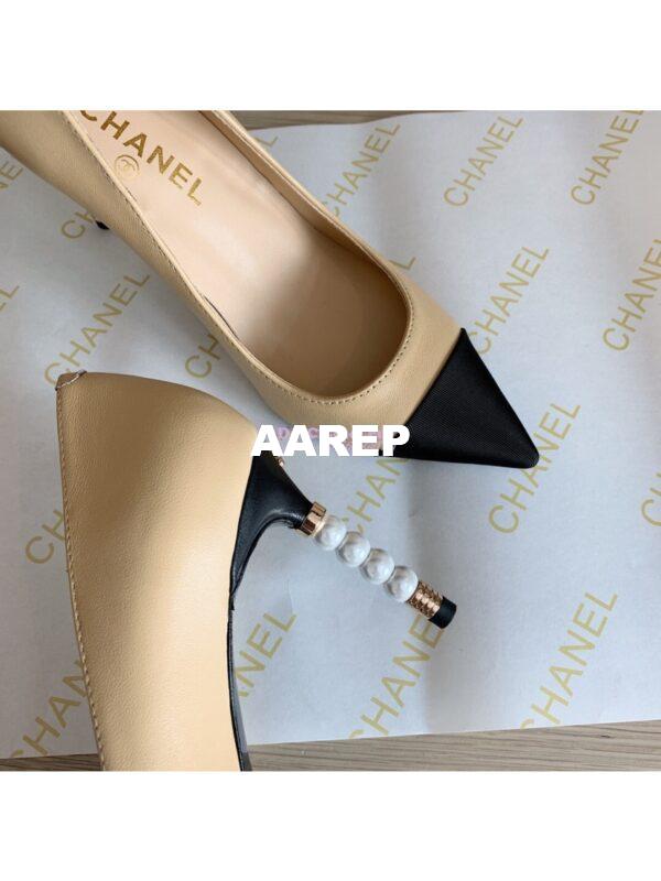 Replica Chanel Lambskin & Grossgrain G35535 Beige Black 9