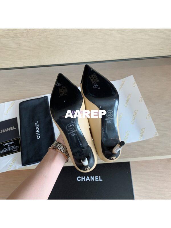 Replica Chanel Lambskin & Grossgrain G35535 Beige Black 11