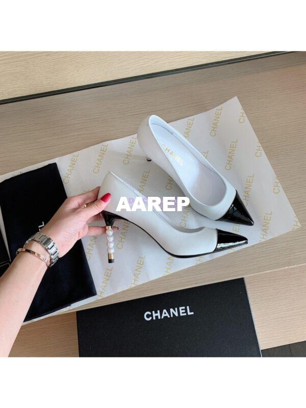 Replica Chanel Lambskin & Patent Calfskin G35535 WhiteBlack 4
