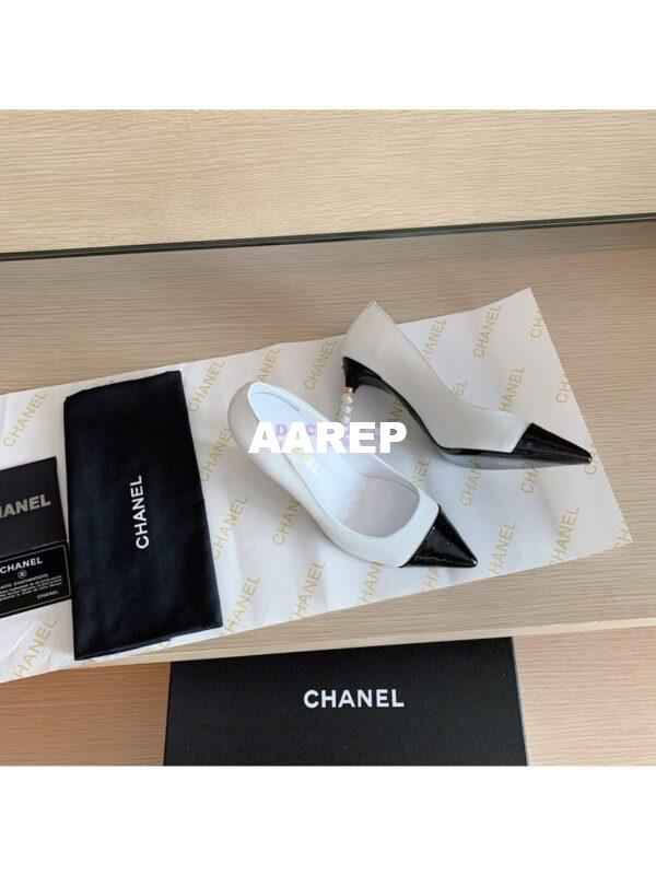 Replica Chanel Lambskin & Patent Calfskin G35535 WhiteBlack 5
