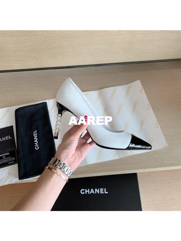 Replica Chanel Lambskin & Patent Calfskin G35535 WhiteBlack 6