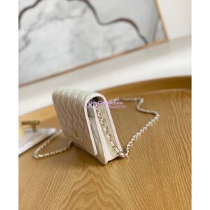 Replica Chanel Metallic Lambskin White New Magnetic Wallet On Chain WOC Bag AP0250 2