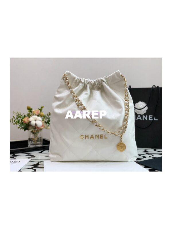 Replica Chanel 22 Large Handbag Shiny Calfskin AS3262 White 3