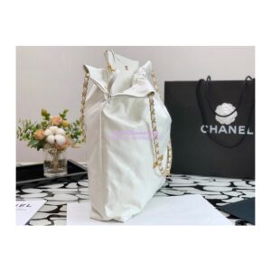 Replica Chanel 22 Large Handbag Shiny Calfskin AS3262 White 2