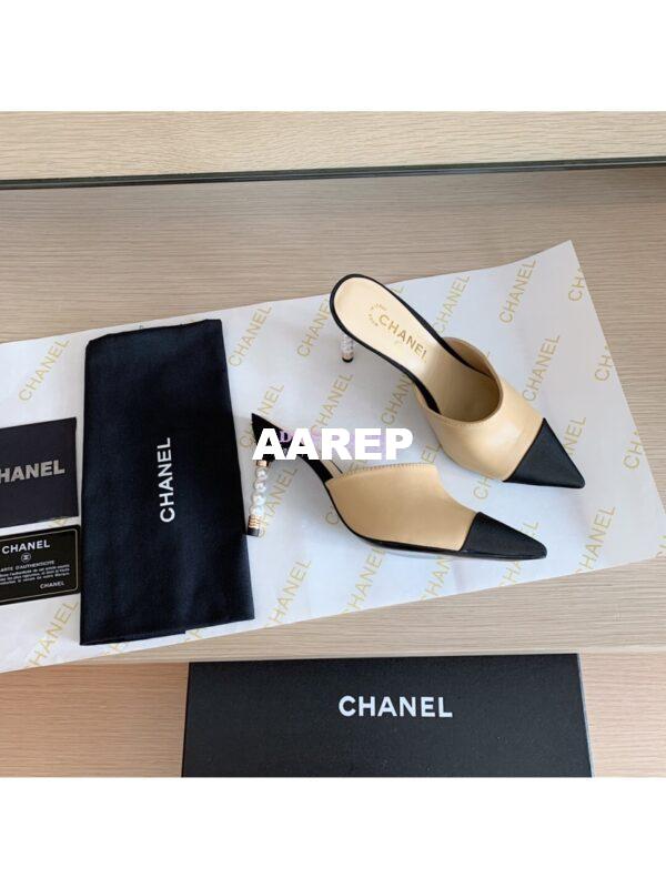 Replica Chanel Lambskin & Grosgrain G35540 Beige Black 2