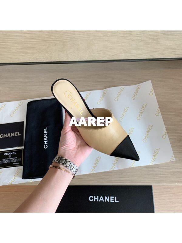 Replica Chanel Lambskin & Grosgrain G35540 Beige Black 4