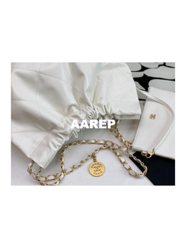 Replica Chanel 22 Large Handbag Shiny Calfskin AS3262 White 6