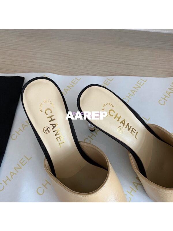 Replica Chanel Lambskin & Grosgrain G35540 Beige Black 5