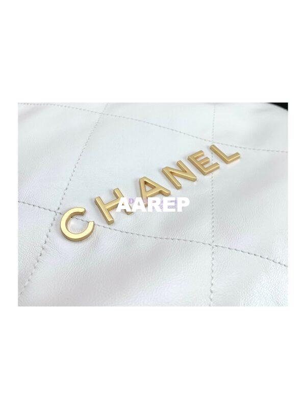 Replica Chanel 22 Large Handbag Shiny Calfskin AS3262 White 7