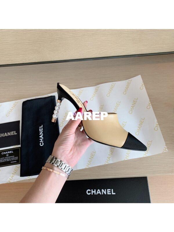 Replica Chanel Lambskin & Grosgrain G35540 Beige Black 6