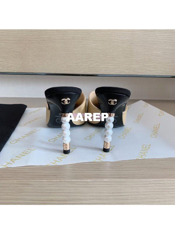 Replica Chanel Lambskin & Grosgrain G35540 Beige Black 7
