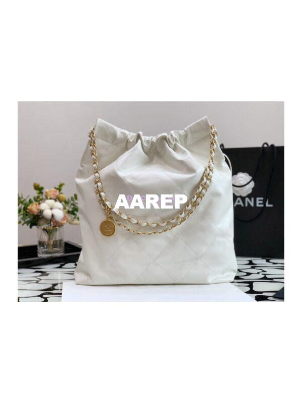 Replica Chanel 22 Large Handbag Shiny Calfskin AS3262 White 9