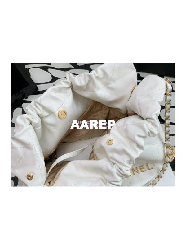 Replica Chanel 22 Large Handbag Shiny Calfskin AS3262 White 10