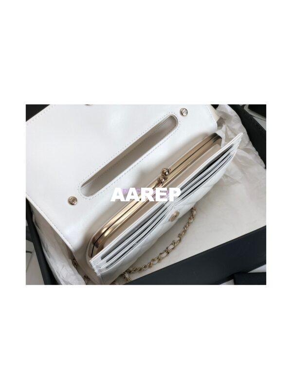 Replica Chanel Flap Phone Holder With Chain In Shiny Calfskin AP2875 White 8