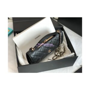 Replica Chanel Flap Phone Holder With Chain In Shiny Calfskin AP2875 Black 2